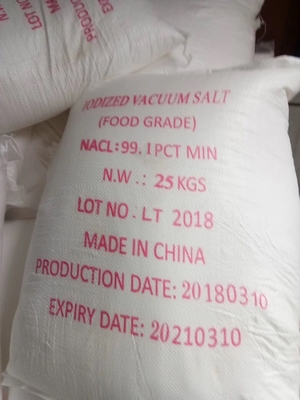 China Sal refinada mezclada con yodo, cloruro sódico 99,1% 25kg mínimo 50kg/bolso de la categoría alimenticia proveedor